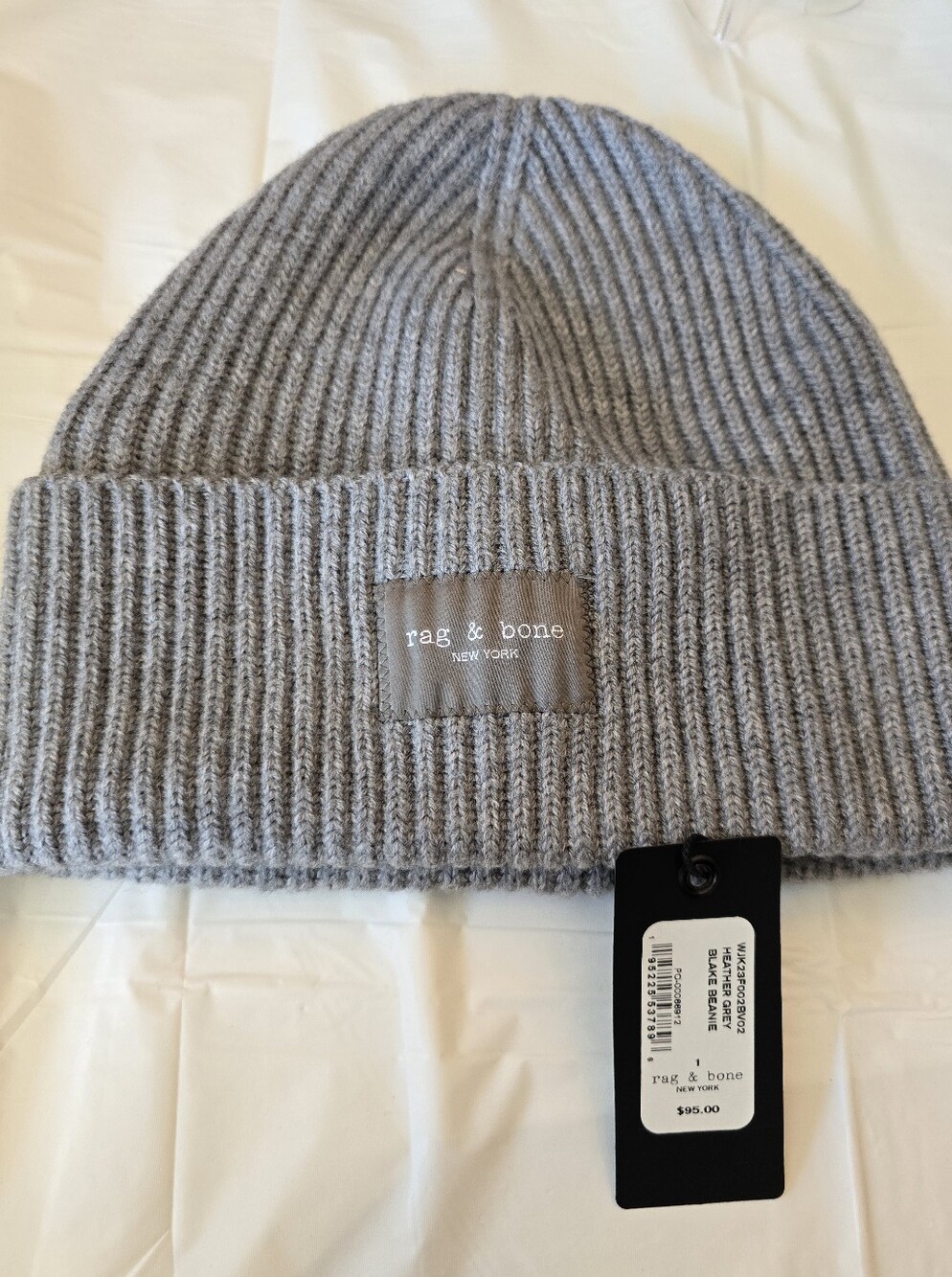 Rag & Bone Light Gray Ribbed Knit Cuff Beanie. NWT Gifts Fall Winter - Picture 2 of 4